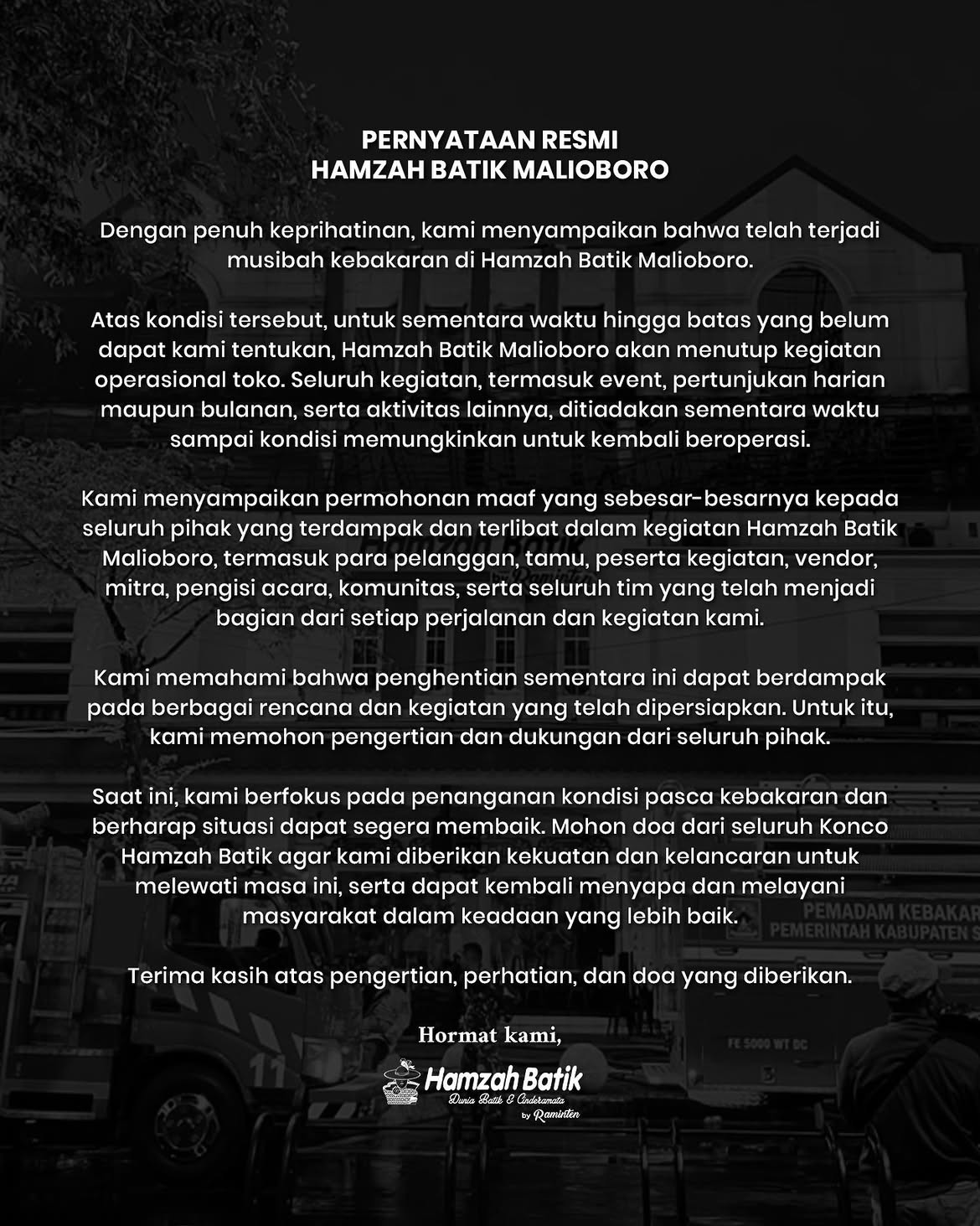 Pernyataan Resmi Hamzah Batik Malioboro