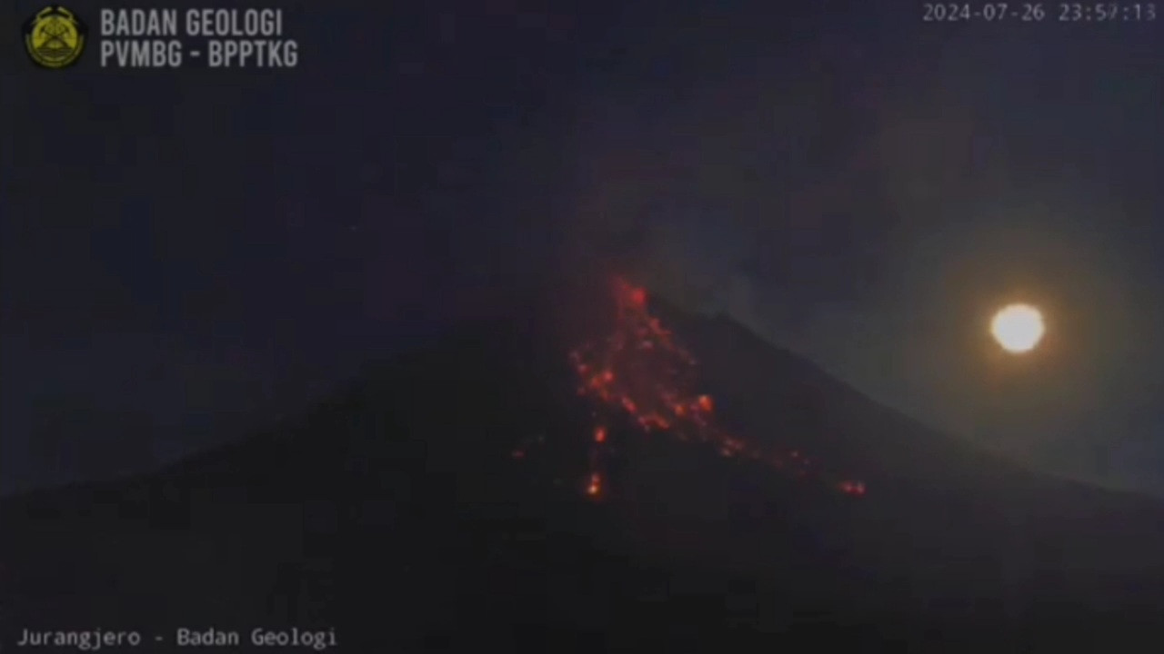 Penampakan Merapi Fullmoon Eruption Terekam CCTV BPPTKG Yogyakarta