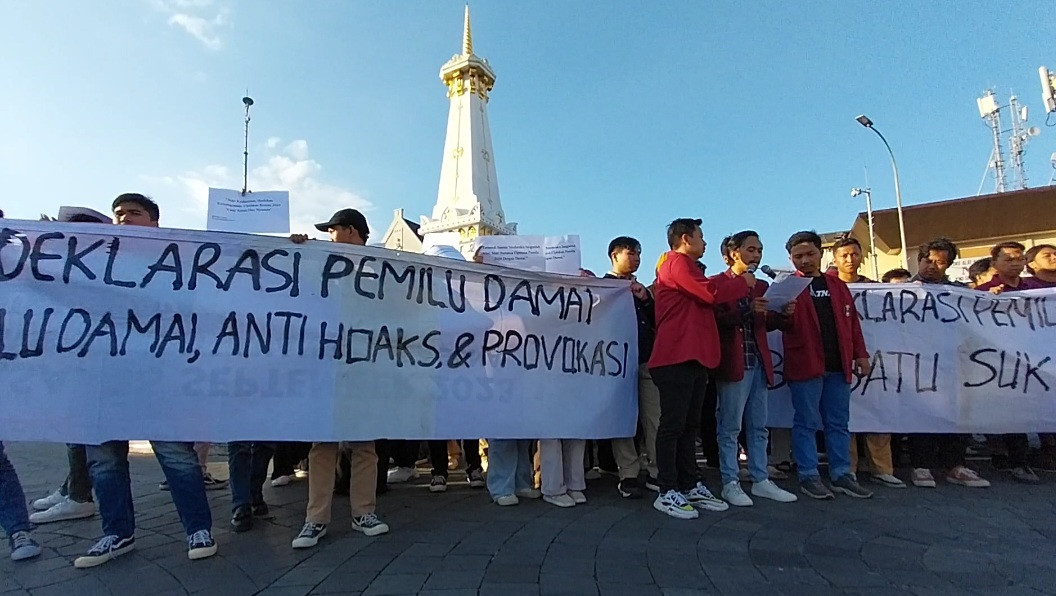 Tolak Polarisasi Cebong Dan Kampret, Ratusan Mahasiswa Serukan Pemilu Damai di Tugu Yogyakarta